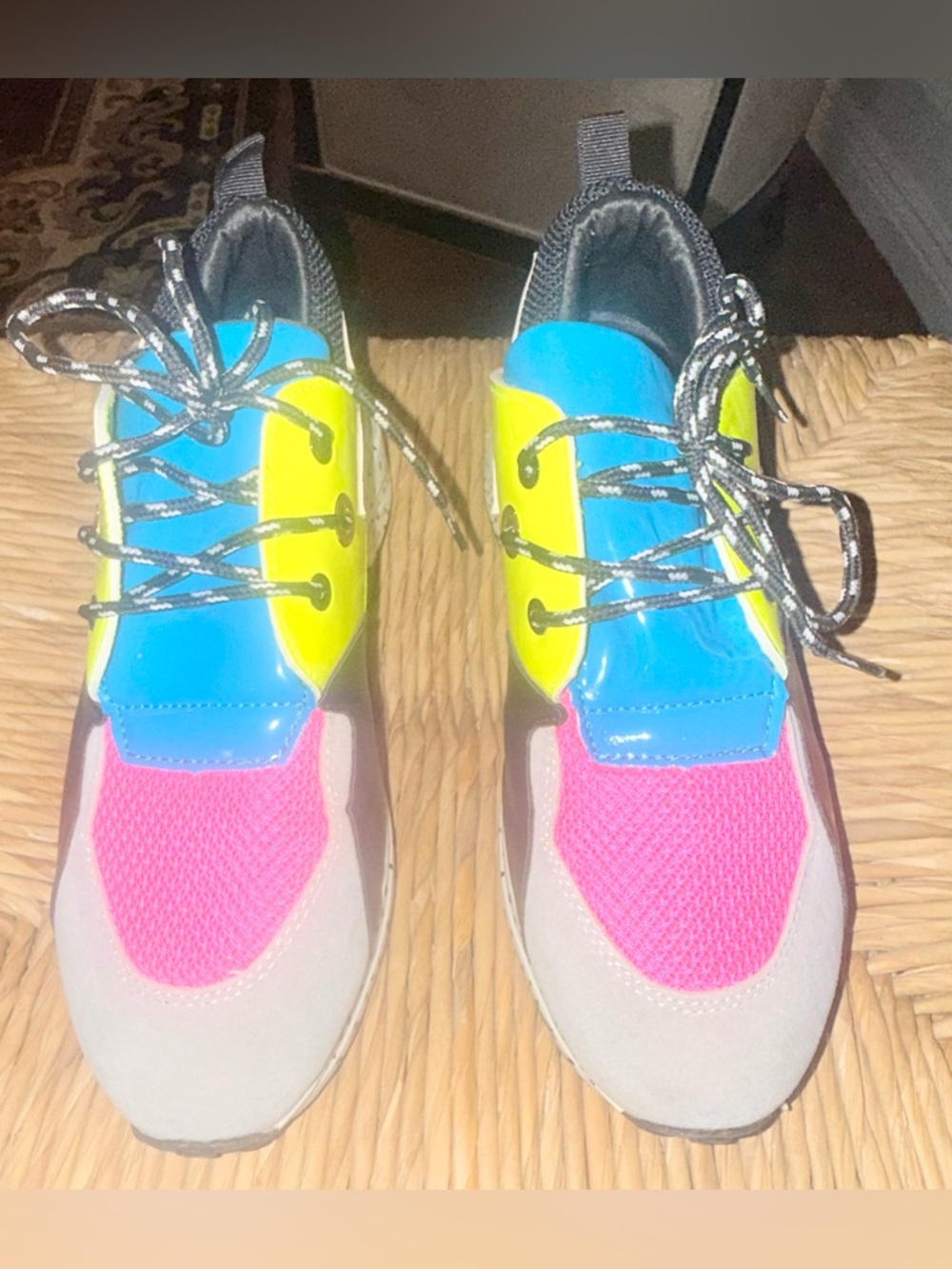 Pre-Loved Colorblock Women's Athletic Sneakers - Pink, Blue & Yellow